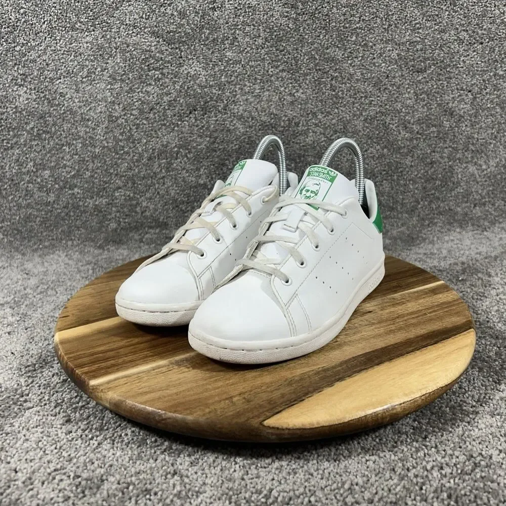 Adidas Originals Stan Smith Kids Youth Size 3 White Green Athletic Shoes Used